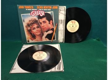 Grease. John Travolta. Olivia Newton-John. The Original Soundtrack. Double Vinyl Is Very Good Plus.