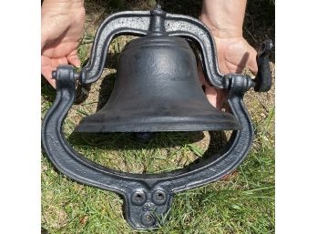 Antique 1800 Era #62 Full Cast Iron Farm Yard Bell 10.5 In Bell X 9.5 In. Yoke And Cradle ( READ Description)