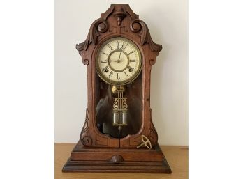 Rare 1858-1886 H.J. Davies New York Mantel Clock With Key Working 20 In. H X 13.5 In. W X 5.5 In. D