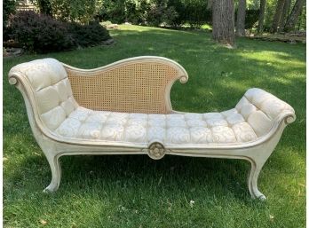 Distressed Look Cream Colored Small Settee 51 In. L X 17 In. H X 17 In. Depth  Clean Fabric