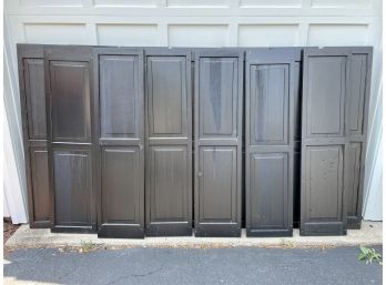 One Dozen Black Painted Paneled Wood Shutters