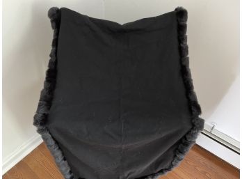 J. McLaughlin 'Artemis' Black Wool Faux Fur Trim Wrap