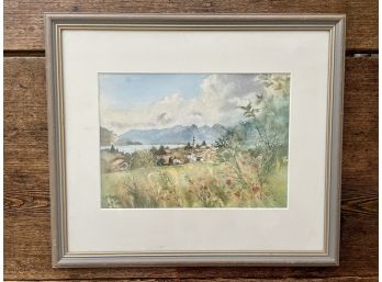 Framed & Matted Quality Print Of A Landscape Watercolor
