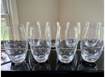 Set Of Eight Etched Glass Mid Century Style Tumblers