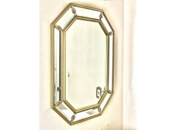 Beautiful Beveled Mirror With Gold Tone Finish Frame