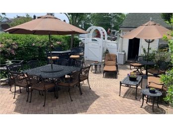 Fabulous Cast Aluminum Extensive Fortunoff Patio Set With Cushions - 24 Pieces