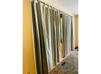Pair Of Pale Green Cotton Lined Window Panels