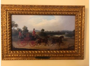 Portsmouth & London Royal Mail Coach Framed Reproduction Painting On Canvas
