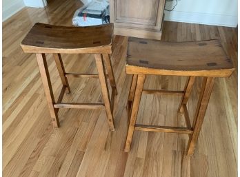 Two Honey Oak Stools