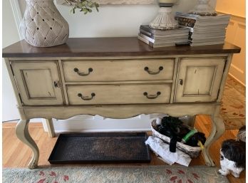 Yellow Distressed Foyer Side Table