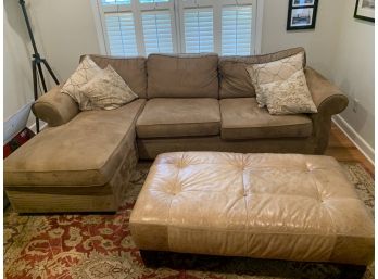 Tan Pull Out Sleeper Sofa With Futon / Ottoman