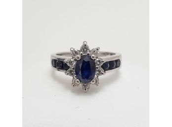 Beautiful 14k Sapphire & Diamond Princess Diana Ring