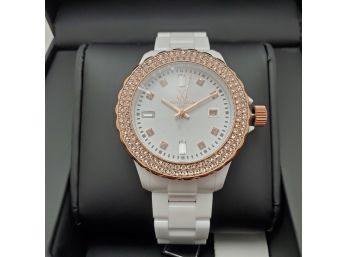 NIB Toy Watch White With Rose Gold Bezel