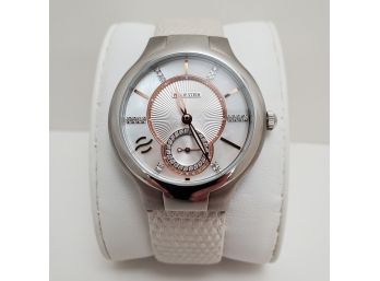 Brand New In Box Ladies Phillip Stein MOP Diamond Dial Watch With Lizard Band