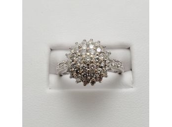 14k White Gold Diamond Dome Cocktail Ring