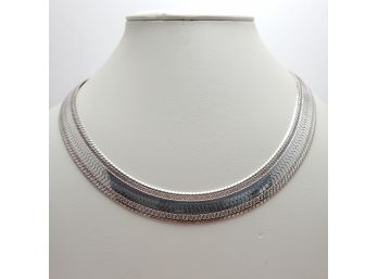 Heavy 13mm Sterling Silver Fancy Carved Herringbone 18' Chain Italy Milor