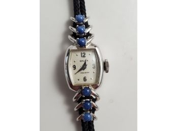 Vintage Ladies 14k White Gold & Sapphire Gruen Precision Watch