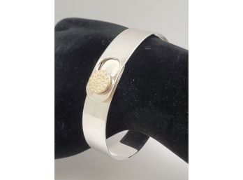 Sterling Silver 14k Yellow Gold Clasp Bangle