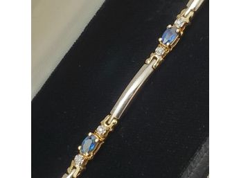 Beautiful 14k White And Yellow Gold Sapphire And Diamond Bracelet