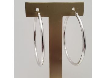 1. 5 Inch 14k White Gold Hoops