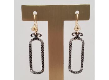 Designer 14k Black Oxidized Gold Diamond Earrings