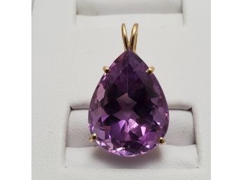 Large 14k Amethyst Teardrop Pendant