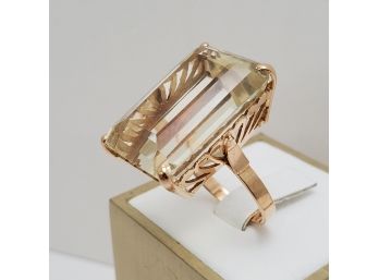 Gorgeous 14k Gold 30 Carat Lemon Citrine Cocktail Ring