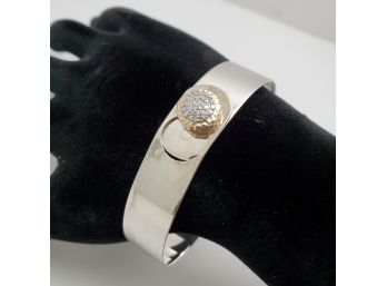 Hand Crafted Sterling 14k Gold And Diamond Bangle