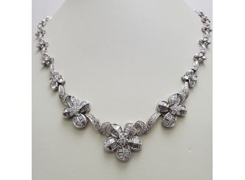 Stunning 18k White Gold 3.5 Carat Diamond Floral Necklace