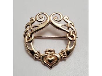 14k Gold Claddah Pin Brooch