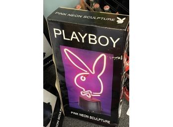 Vintage Pink Playboy Bunny Sculpture Neon Light