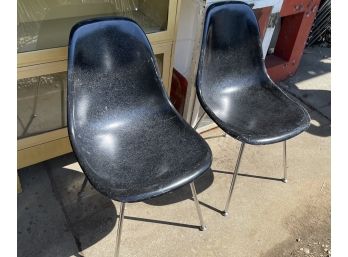 2 Modernica Fiberglass Chairs Made In California From Original Eames/Herman Miller Mid Century Molds