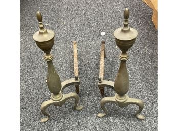 Pair Of Colonial Style Brass Andirons
