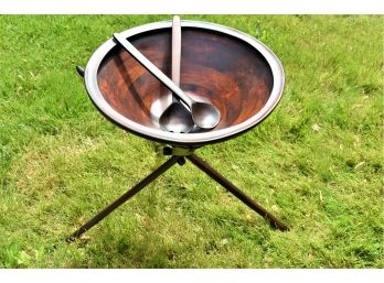 Einstein Bowl With Serving Spoons And Tripod Stand Lot 1