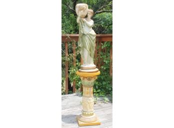 Beautiful Vintage Painted Goddess Statue / Planter Made Of Molded Plaster Imported From Italy