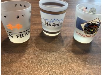 Lot Of Three Frosted Shot Glasses