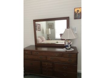 Beautiful Vintage Solid Wood 13 Drawer Dresser And Mirror