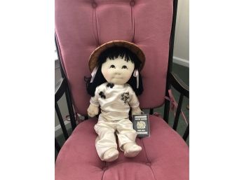 Vintage Rice Paddy Babies Girl Doll Hat And 1997 British Passport Included