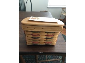 Longaberger Multicolor Woven Recipe Basket With Lid