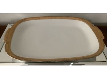 Antique White Platter With Gold Trim With  Stamp On Reverse