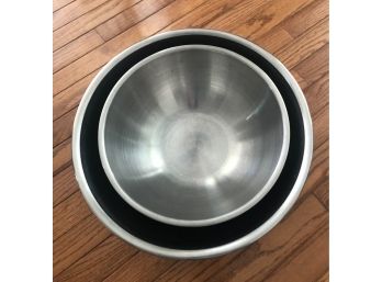 Two Large Stainless Steel Mixing Bowls