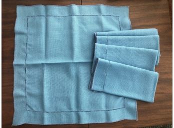 Five Blue Cloth Napkins