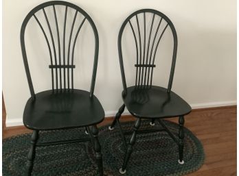 Set Of Two Windsor Chairs Green On Birch Lil-bosheaf Side