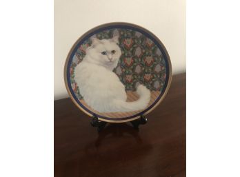 Decorative Cat Plate On Stand By Crowning Touch