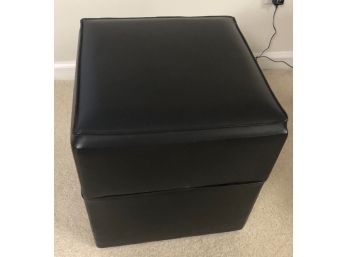 Black Padded Record Storage Ottoman