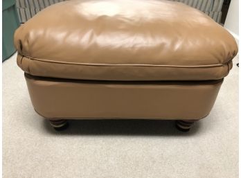 Leathercraft Carmel Leather Ottoman With Wooden Legs Footstool Seat