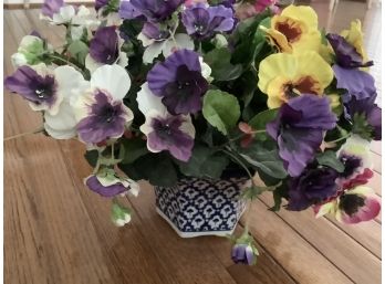 Silk Floral Arrangement With Ceramic Pot