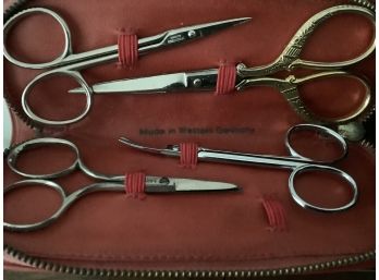 Vintage Scissor Set Made In Western Germany With Zippered Carrying Case