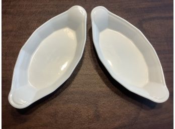 Two White Porcelain Appetizer Dishes