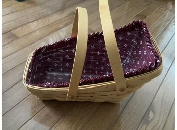 Vintage Longaberger Basket With Fabric And Plastic Liners